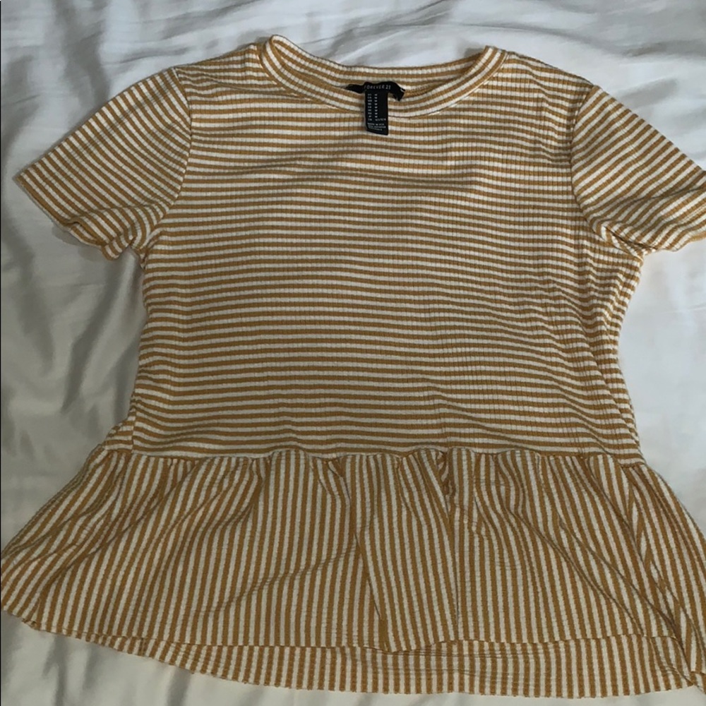 Forever 21 Yellow and White striped flowy top.